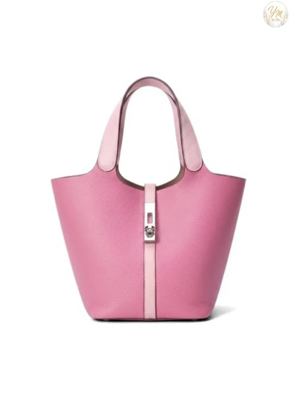 Vegan Leather Bucket Purse Top Handle Handbag with Detachable Pouch